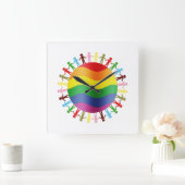 Lgbt World Harmony Quadratische Wanduhr (Zuhause)