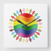 Lgbt World Harmony Quadratische Wanduhr (Vorderseite)