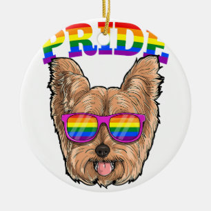 LGBT Yorkshire Terrier Yorkie Dog Gay Pride Rainbo Keramik Ornament
