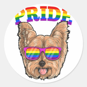 LGBT Yorkshire Terrier Yorkie Dog Gay Pride Rainbo Runder Aufkleber