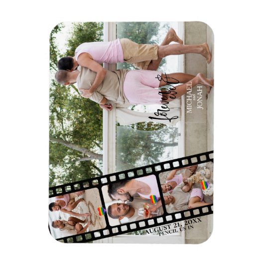 LGBTQ 4 FOTO Filmstrip Save the Date Magnet (Vertikal)