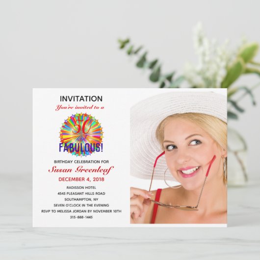 LGBTQ 50 und fabelhaftes Rainbow Birthday Gay Lesb Einladung (Stehend Vorderseite)