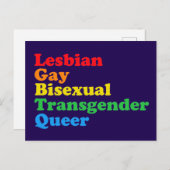 LGBTQ Akronym Rainbow Gay Pride Lila Postkarte (Vorne/Hinten)