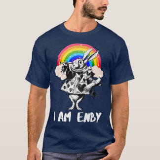 LGBTQ Alice-In-Wonderland White Rabbit - I Am Enby T-Shirt