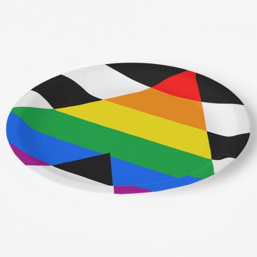 LGBTQ+-Alleinflagge Pappteller (Schrägansicht)