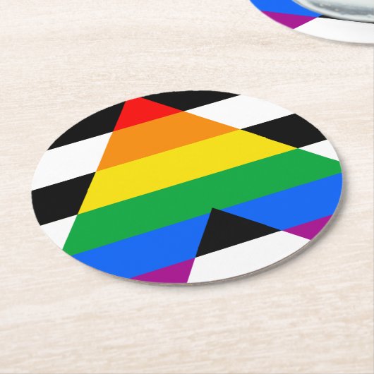 LGBTQ+-Alleinflagge Runder Pappuntersetzer (Angewinkelt)