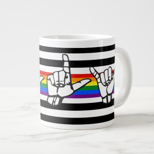 LGBTQ+ - Alleinstolz auf die amerikanische Gebärde Jumbo-Tasse (Vorderseite Rechts)