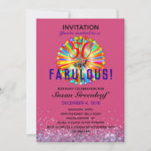 LGBTQ Any Age Fabulous Rainbow Birthday Magenta Einladung (Vorderseite)