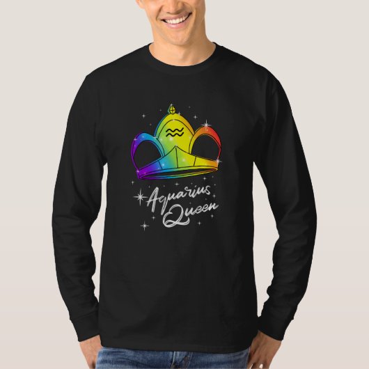 Lgbtq Aquarius Queen Zodiac mit Rainbow-Gay Pride T-Shirt (Vorderseite)