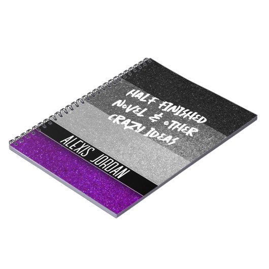 LGBTQ Asexueller Glitzer Schwarz-Weiß-Graffiti Notizblock (Linke Seite)