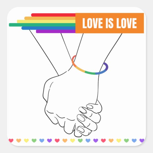 LGBTQ+-Aufkleber, Liebe ist Liebe-Aufkleber, Stolz Quadratischer Aufkleber (Vorderseite)