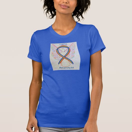 LGBTQ Awareness Rainbow Ribbon Angel Custom Shirt (Vorderseite)