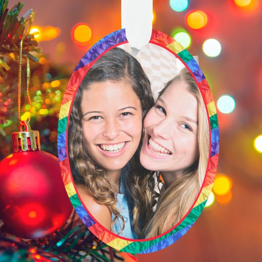 LGBTQ Benutzerdefiniertes Foto Gay Pride-Regenboge Ornament