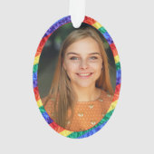 LGBTQ Benutzerdefiniertes Foto Gay Pride-Regenboge Ornament (Rückseite)