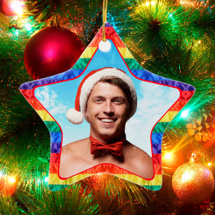 LGBTQ Benutzerdefiniertes Foto Gay Rainbow Flag St Keramik Ornament