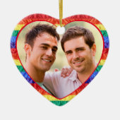 LGBTQ benutzerdefiniertes Foto Gay-Regenbogenflagg Keramik Ornament (Vorne)