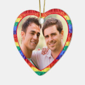 LGBTQ benutzerdefiniertes Foto Gay-Regenbogenflagg Keramik Ornament (Links)