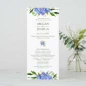 LGBTQ Blaue Hortensien Florales Hochzeitsprogramm Programm (Stehend Vorderseite)