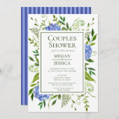 LGBTQ Blue Hydrangeas Floral Couples Dusche Einladung (Vorne/Hinten)