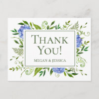 LGBTQ Blue Hydrangeas Floral Folded Sentiment