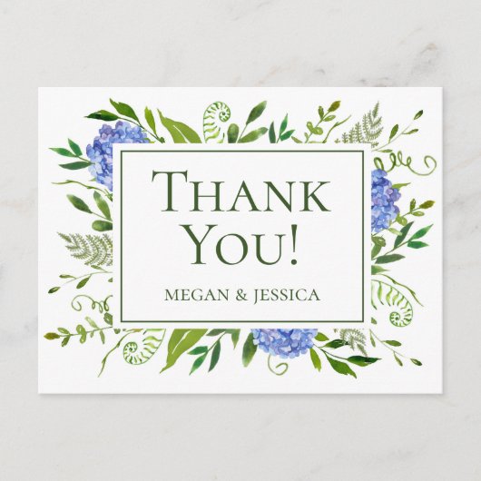 LGBTQ Blue Hydrangeas Floral Folded Sentiment Postkarte (Vorderseite)