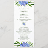 LGBTQ Blue Hydrangeas Floral Wedding Program Programm (Vorderseite)