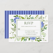 LGBTQ Blue Hydrangeas Floral Wedding RSVP Karte (Vorne/Hinten)
