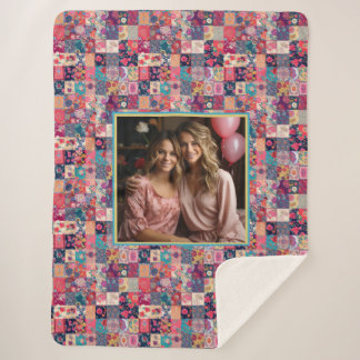 LGBTQ Bohemisches Mosaik Hochzeitsquilt FotoCollag Sherpadecke