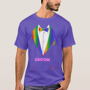 LGBTQ Bräutigam Tuedo Regenbogen Gay Pride Lesbi T-Shirt