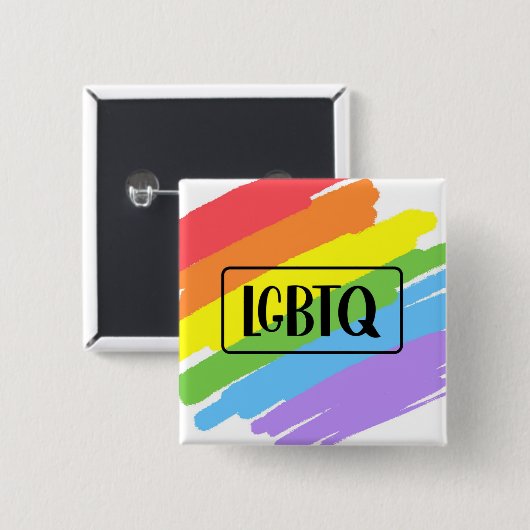 LGBTQ Brushstrokes Rainbow Button (Vorne & Hinten)