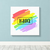 LGBTQ Brushstrokes Rainbow Leinwanddruck (Insitu (Holzboden))
