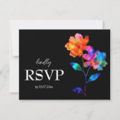 🌈 LGBTQ-Budget mit Menü  Petals & Pride  RSVP Karte (Vorderseite)