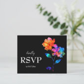🌈 LGBTQ-Budget mit Menü  Petals & Pride  RSVP Karte (Stehend Vorderseite)