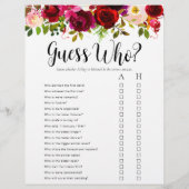 LGBTQ Burgundy Floral Brautparty Games Flyer (Hinten)