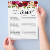 LGBTQ Burgundy Floral Brautparty Games Flyer (Hand)