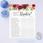 LGBTQ Burgundy Floral Brautparty Games Flyer (Einzeln)