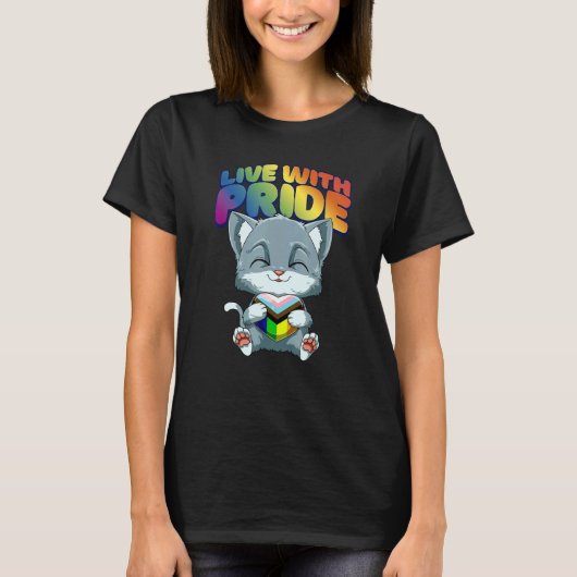 LGBTQ Cat Progressiv Pride Transgender Genderquee T-Shirt (Vorderseite)