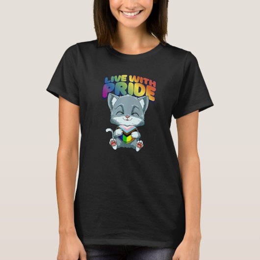 LGBTQ Cat Progressiv Pride Transgender Genderqueer T-Shirt (Vorderseite)