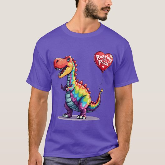 LGBTQ Dino Roaring mit Stolz T-Shirt (Vorderseite)