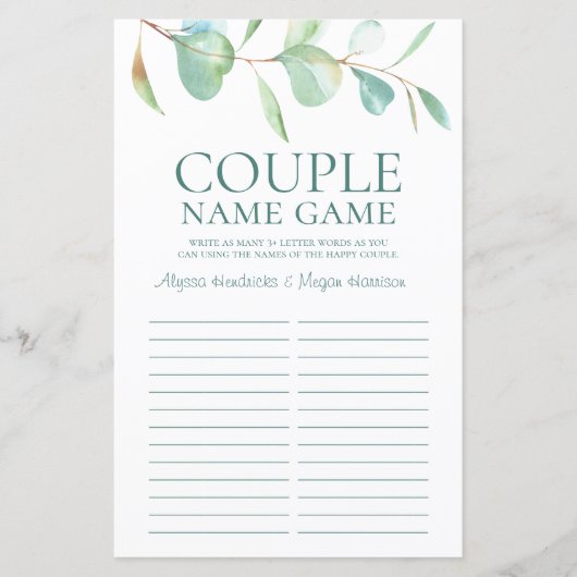 LGBTQ-Doppelname Game Eucalyptus (Vorderseite)