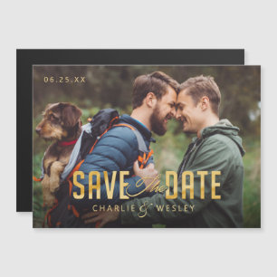LGBTQ Einfach Traditionell mit Foto Magneteinladung