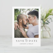 LGBTQ Einfaches elegantes modernes Foto Save The Date (Stehend Vorderseite)