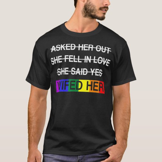 LGBTQ Eure romantischen lesbischen Ehepaare Weddin T-Shirt (Vorderseite)