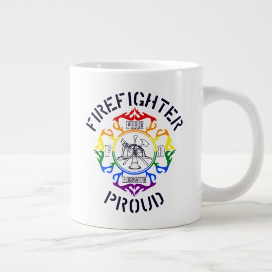 LGBTQ farbiger Feuerwehrmann Maltesisches Cross-De Jumbo-Tasse (Rechts)