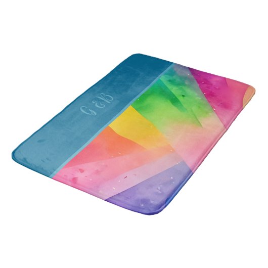 Lgbtq farbiger Regenbogen Badematte (Schrägansicht)