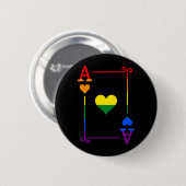 LGBTQ-Flag, der Karten mit Ace-Card-Herz spielt Button (Vorne & Hinten)