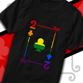 LGBTQ-Flag, der Karten mit zwei Card-2-Clubs spiel T-Shirt