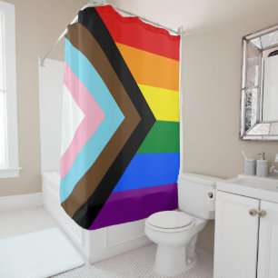 LGBTQ+-Flag für den Fortschritt Duschvorhang