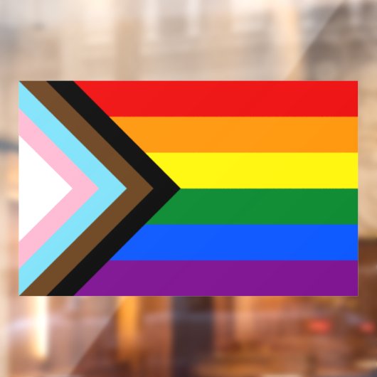 LGBTQ+-Flag für den Fortschritt Fensteraufkleber (Blatt 2)
