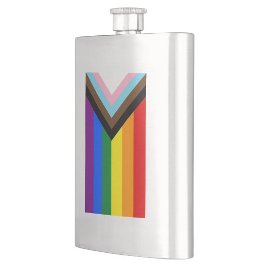 LGBTQ+-Flag für den Fortschritt Flachmann (Links)